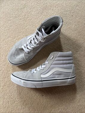 Vans Grey and White Sk8-Hi Classic High-Top Sneakers